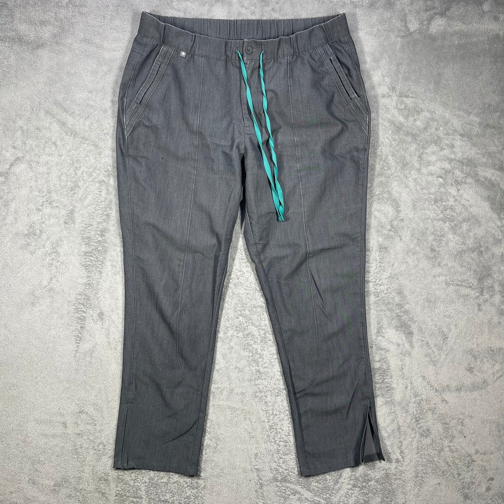 Figs Scrub Pants Womens L Grey Drawstring Straight Leg W19SW2016